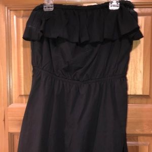 Black cotton high low dress
